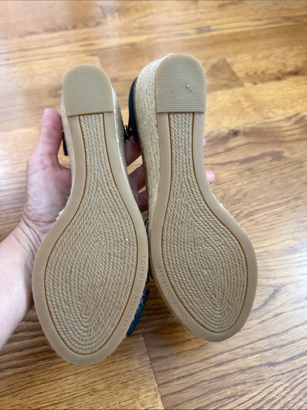 Tommy Hilfiger Iconic Elba Navy Bow Espadrille Wedges Size 7.5